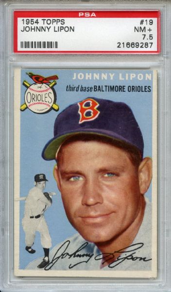 1954 Topps 19 Johnny Lipon PSA NM+ 7.5