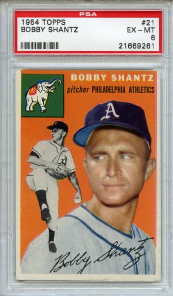 1954 Topps 21 Bobby Shantz PSA EX-MT 6
