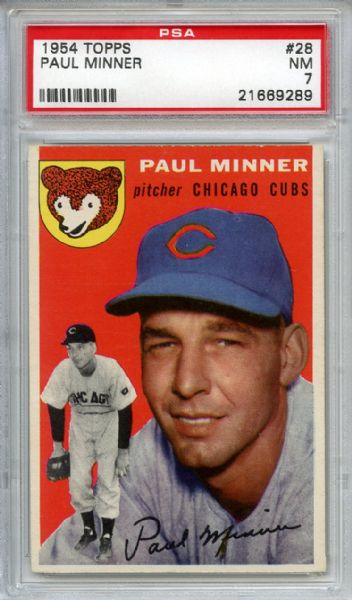 1954 Topps 28 Paul Minner PSA NM 7