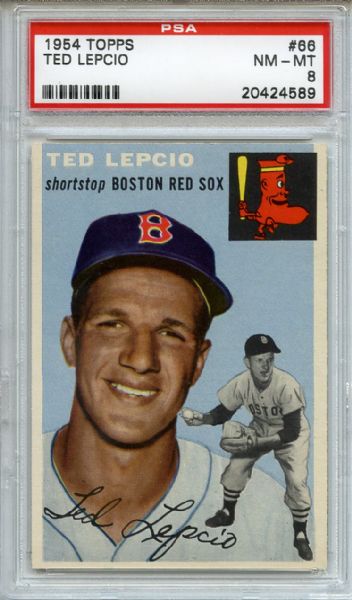 1954 Topps 66 Ted Lepcio PSA NM-MT 8