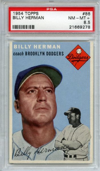 1954 Topps 86 Billy Herman PSA NM-MT+ 8.5