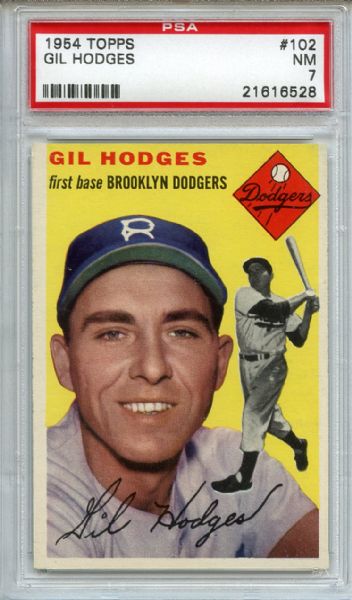1954 Topps 102 Gil Hodges PSA NM 7
