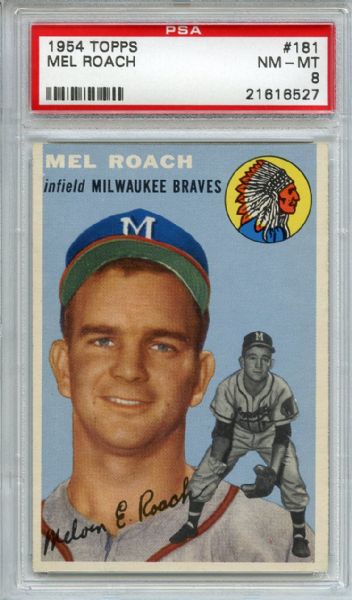 1954 Topps 181 Mel Roach PSA NM-MT 8