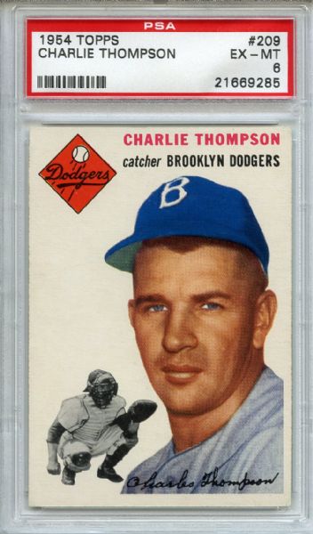 1954 Topps 209 Charlie Thompson PSA EX-MT 6