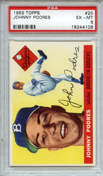 1955 Topps 25 Johnny Podres PSA EX-MT 6