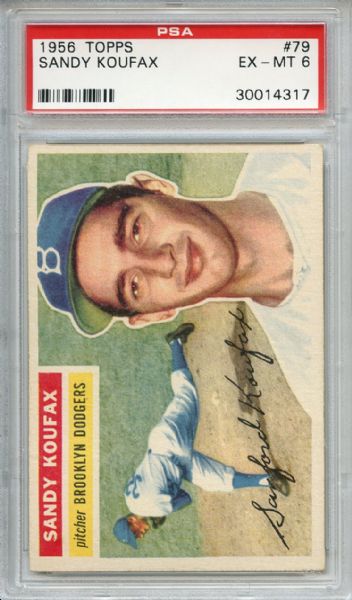 1956 Topps 79 Sandy Koufax White Back PSA EX-MT 6