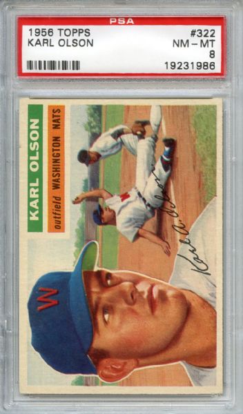 1956 Topps 322 Karl Olson PSA NM-MT 8