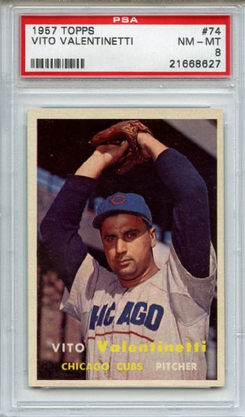 1957 Topps 74 Vito Valentinetti PSA NM-MT 8