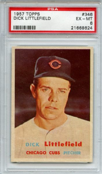 1957 Topps 346 Dick Littlefield PSA EX-MT 6