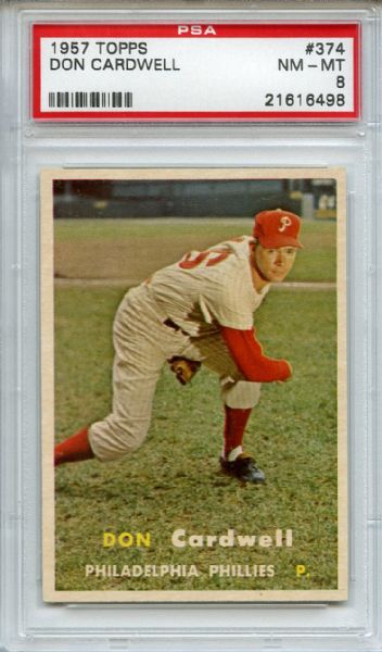 1957 Topps 374 Don Cardwell PSA NM-MT 8