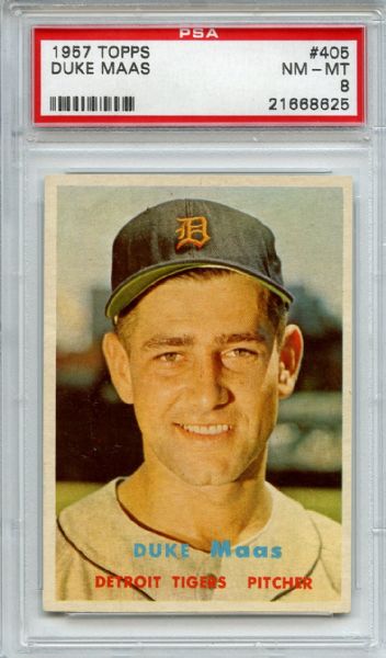 1957 Topps 405 Duke Maas PSA NM-MT 8