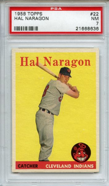 1958 Topps 22 Hal Naragon PSA NM 7