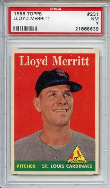 1958 Topps 231 Lloyd Merritt PSA NM 7