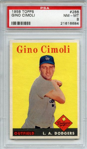 1958 Topps 286 Gino Cimoli PSA NM-MT 8