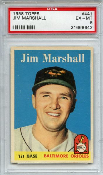 1958 Topps 441 Jim Marshall PSA EX-MT 6