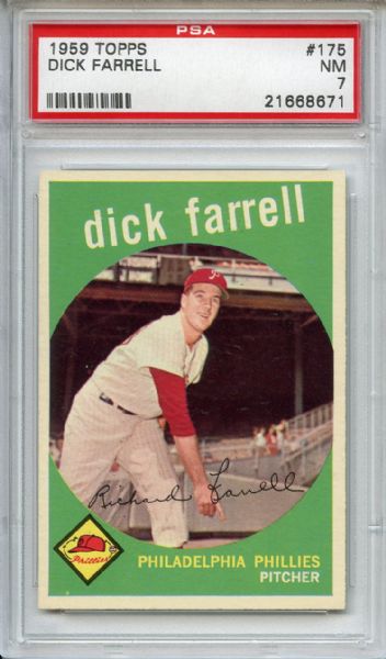 1959 Topps 175 Dick Farrell PSA NM 7