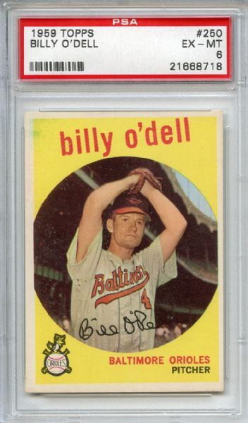 1959 Topps 250 Billy O'Dell PSA EX-MT 6