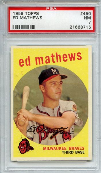 1959 Topps 450 Eddie Mathews PSA NM 7
