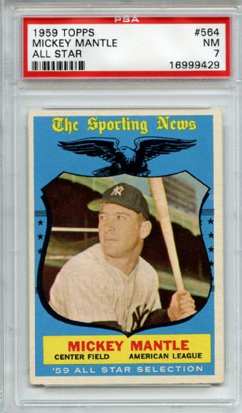 1959 Topps 564 Mickey Mantle All Star PSA NM 7