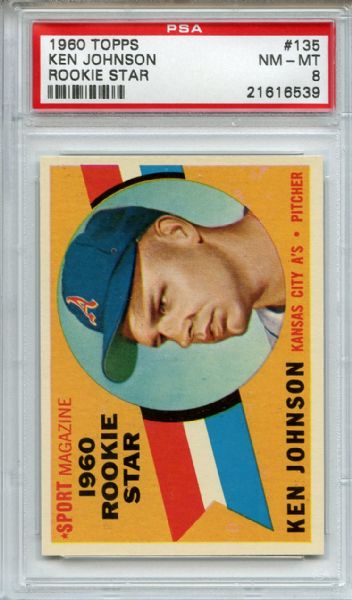 1960 Topps 135 Ken Johnson PSA NM-MT 8