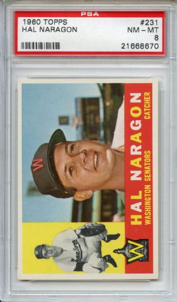 1960 Topps 231 Hal Naragon PSA NM-MT 8