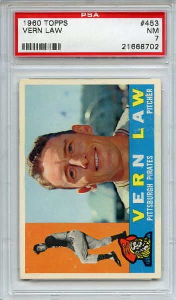 1960 Topps 453 Vern Law PSA NM 7