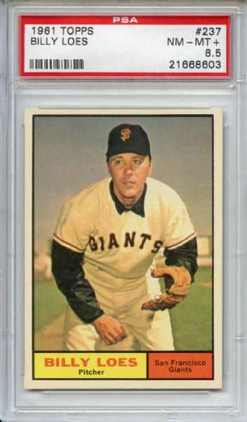 1961 Topps 237 Billy Loes PSA NM-MT+ 8.5