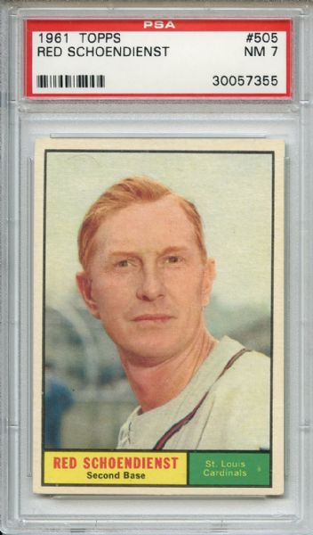 1961 Topps 505 Red Schoendienst PSA NM 7