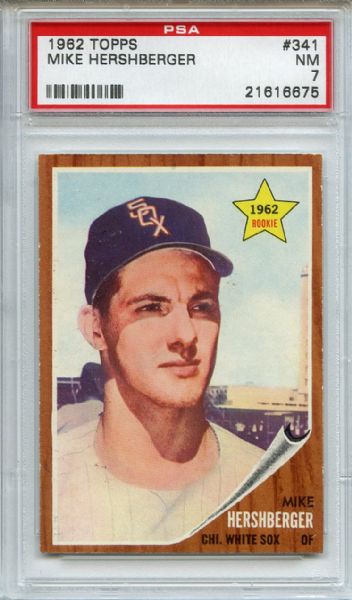 1962 Topps 341 Mike Hershberger PSA NM 7