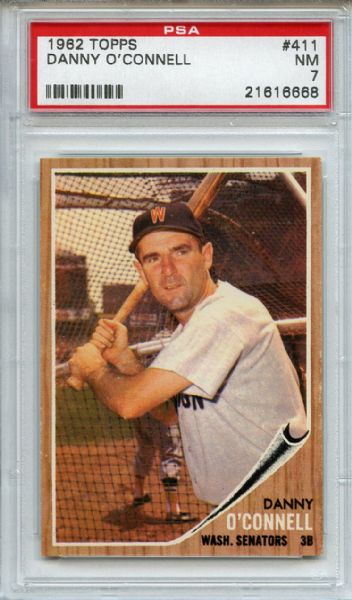 1962 Topps 411 Danny O'Connell PSA NM 7