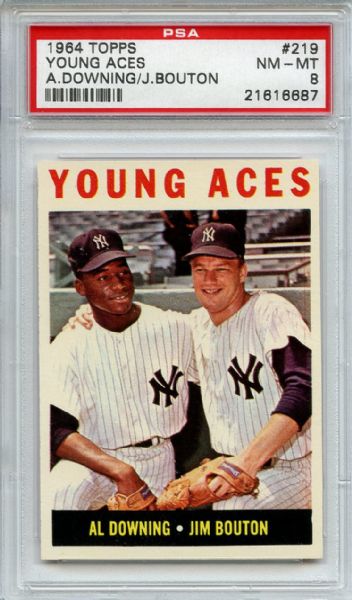 1964 Topps 219 Young Aces Downing Bunning PSA NM-MT 8
