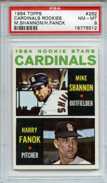 1964 Topps 262 Cardinals Rookies Shannon PSA NM-MT 8