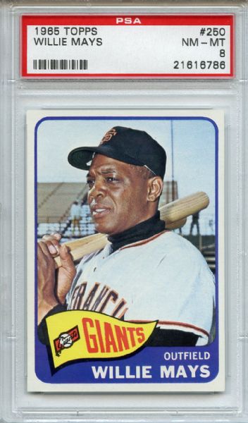 1965 Topps 250 Willie Mays PSA NM-MT 8
