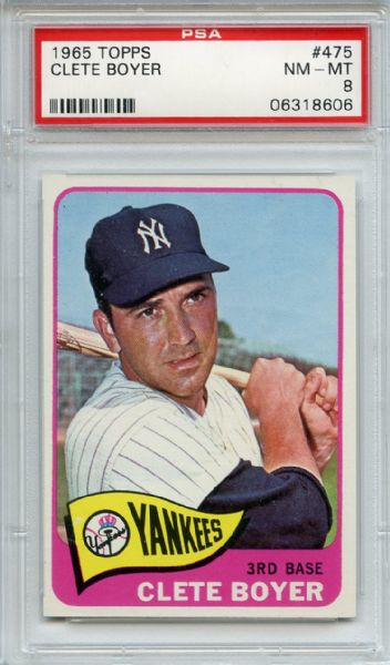 1965 Topps 475 Clete Boyer PSA NM-MT 8