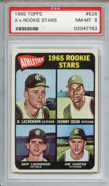 1965 Topps 526 Catfish Hunter RC PSA NM-MT 8