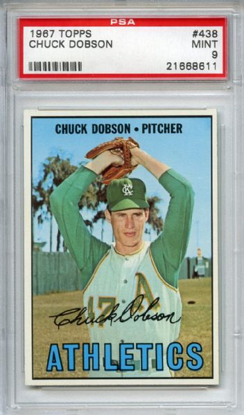 1967 Topps 438 Chuck Dobson PSA MINT 9