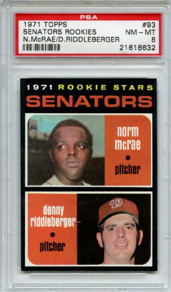 1971 Topps 93 Senators Rookies PSA NM-MT 8