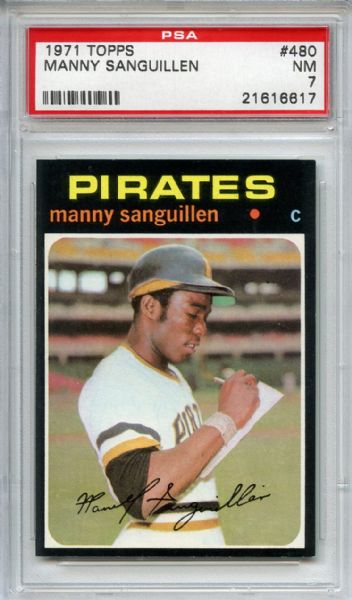 1971 Topps 480 Manny Sanguillen PSA NM 7