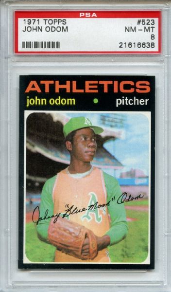 1971 Topps 523 John Odom PSA NM-MT 8