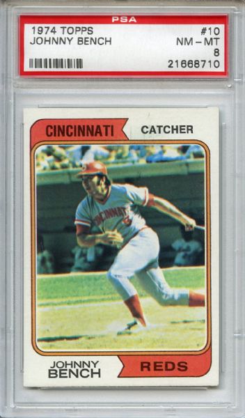 1974 Topps 10 Johnny Bench PSA NM-MT 8
