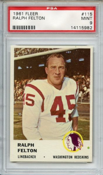 1961 Fleer 115 Ralph Felton PSA MINT 9
