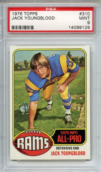 1976 Topps 310 Jack Youngblood PSA MINT 9