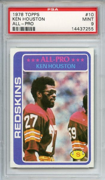 1978 Topps 10 Ken Houston PSA MINT 9