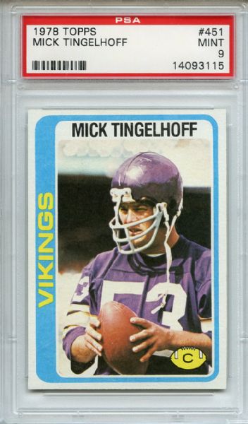 1978 Topps 451 Mick Tingelhoff PSA MINT 9