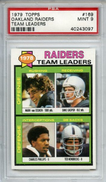 1979 Topps 169 Oakland Raiders Team Leaders PSA MINT 9