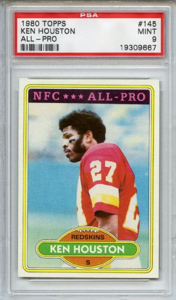 1980 Topps 145 Ken Houston PSA MINT 9
