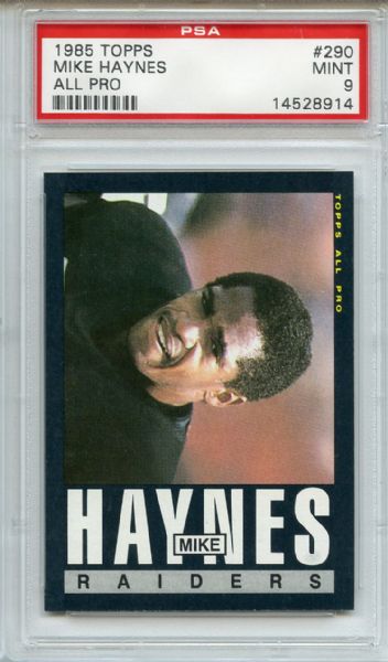 1985 Topps 290 Mike Haynes PSA MINT 9