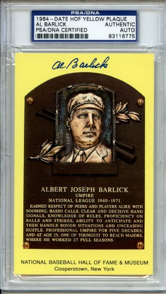 Al Barlick Signed HOF Postcard PSA/DNA
