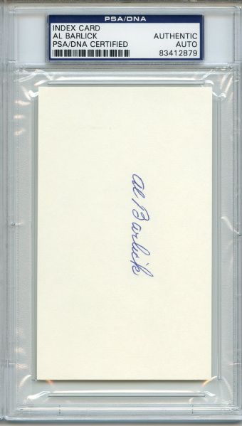 Al Barlick Signed 3 x 5 Index Card PSA/DNA