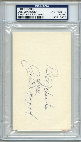 Joe DiMaggio Signed 3 x 5 Index Card PSA/DNA